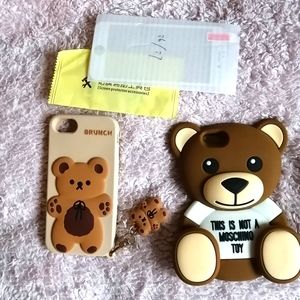 2 iPhone 6 6s apple 7 case and 1 screen protector Little Bear